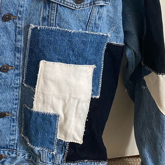 BDG Patchwork Denim Trucker Jacket Medium - Picture 5 of 8